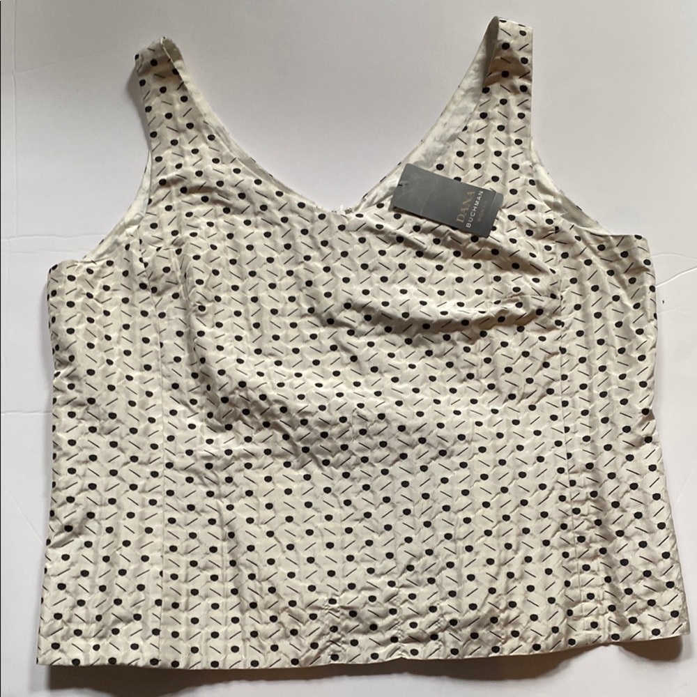 Women's Cream and Black Patterned Top by Dana Buchman NWT.